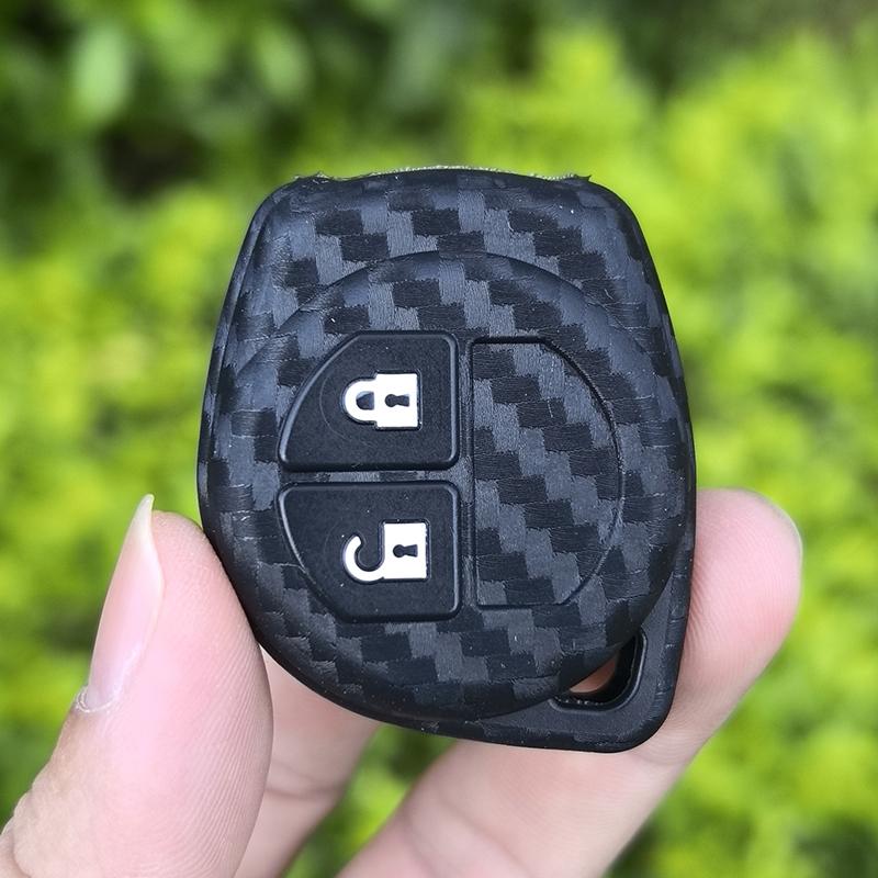 

Carbon Fiber Silicone Rubber Fob Case 2 Buttons Car Remote Key Keychain Cover For Suzuki SX4 Swift Vitara Key Accessories чёрный