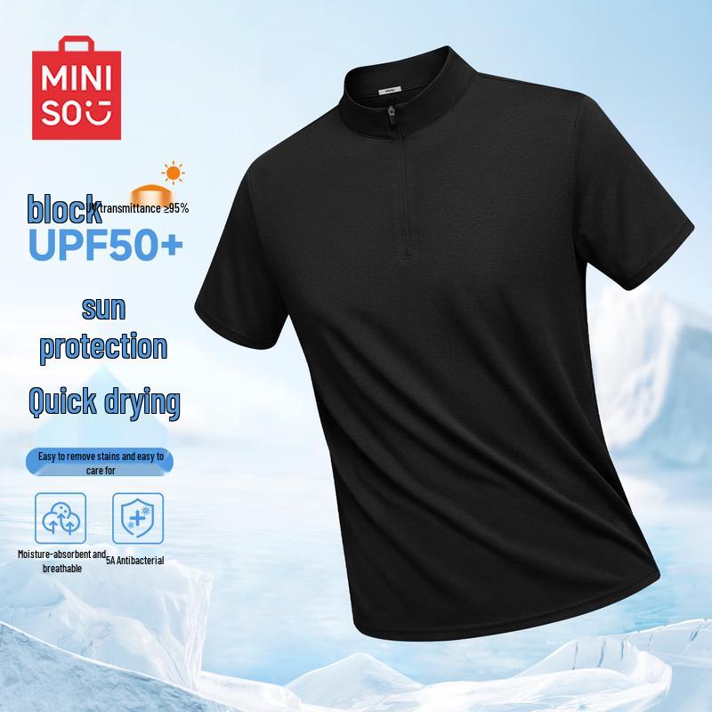 MINISO Men's Half-Zip Quick-Dry Sun Protection T-Shirt