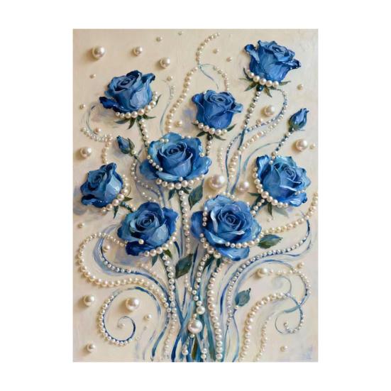 

Plastic Pearl Painting Craft Set Faux Pearls Pre-Printed Canvas Set Rose Designs DIY Pearl Painting Kit for Wall Decor Gift Idea F