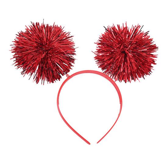 Party-Stirnband, Haarreif mit flauschiger Kugeldekoration, Elastisches Metallfolien-Stirnband für Partys, Cosplay, Halloween-Haare