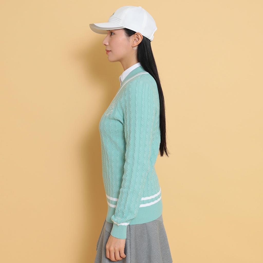 Callaway Cable Knit Sweater Golf C25118200 Green M Women's V-Neck / / 1130_Light