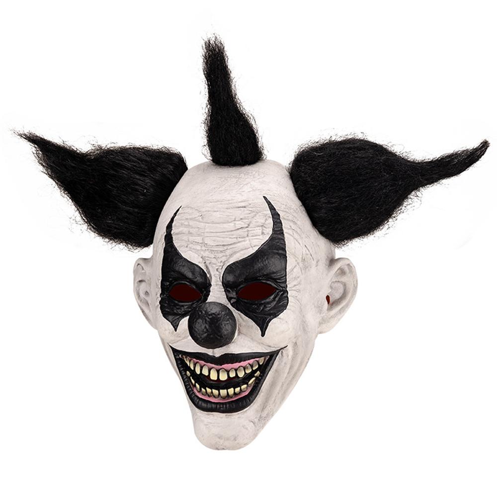 Scary Demon Clown Mask with Hair For Halloween Cosplay Props Costume Party Gift