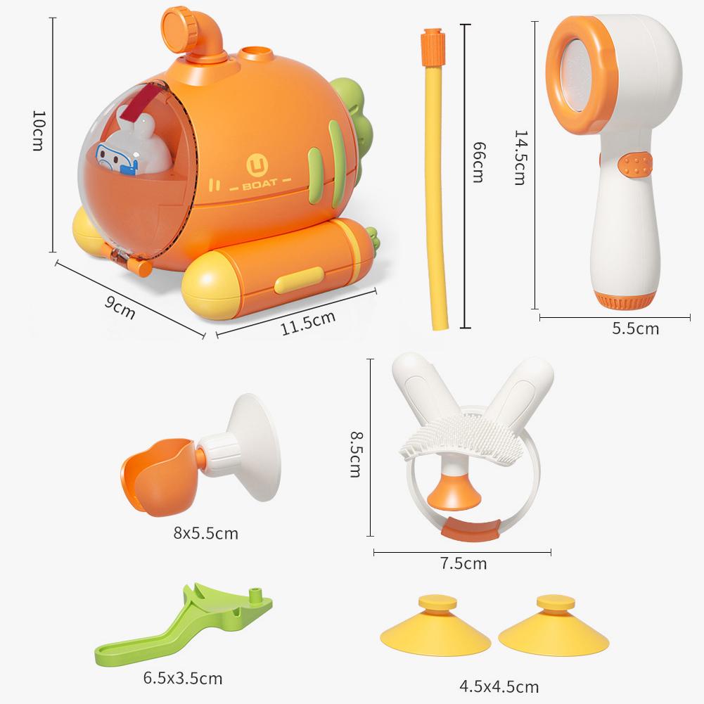 Baby-Duschkopf Cartoon-Karotte Elektrische Wasserpumpe Verstellbarer Sprinkler Babywanne Wassersprühspielzeug für Kleinkinder Geschenk