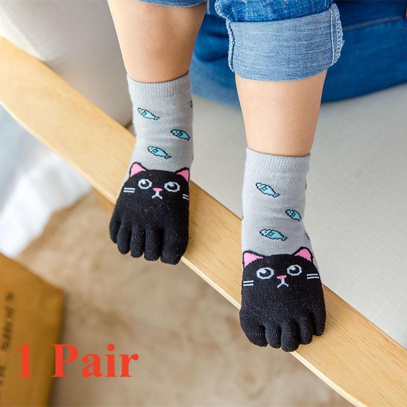 1/3 Paar Kinderzehensocken, niedliche Cartoon-Fünffingersocken für Mädchen und Jungen, Kawaii, hochwertige Baumwolle, Kindersocken, Herbst/Winter