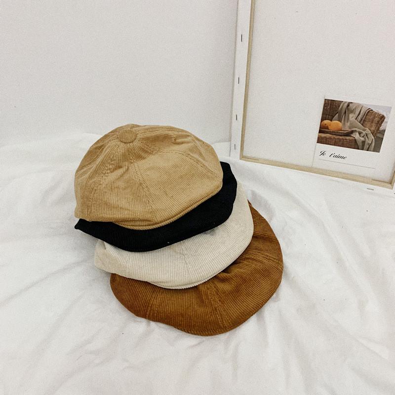 Trendy Embroidered Corduroy Vintage Cap For Women Chic Baker Boy Hat Four Seasons