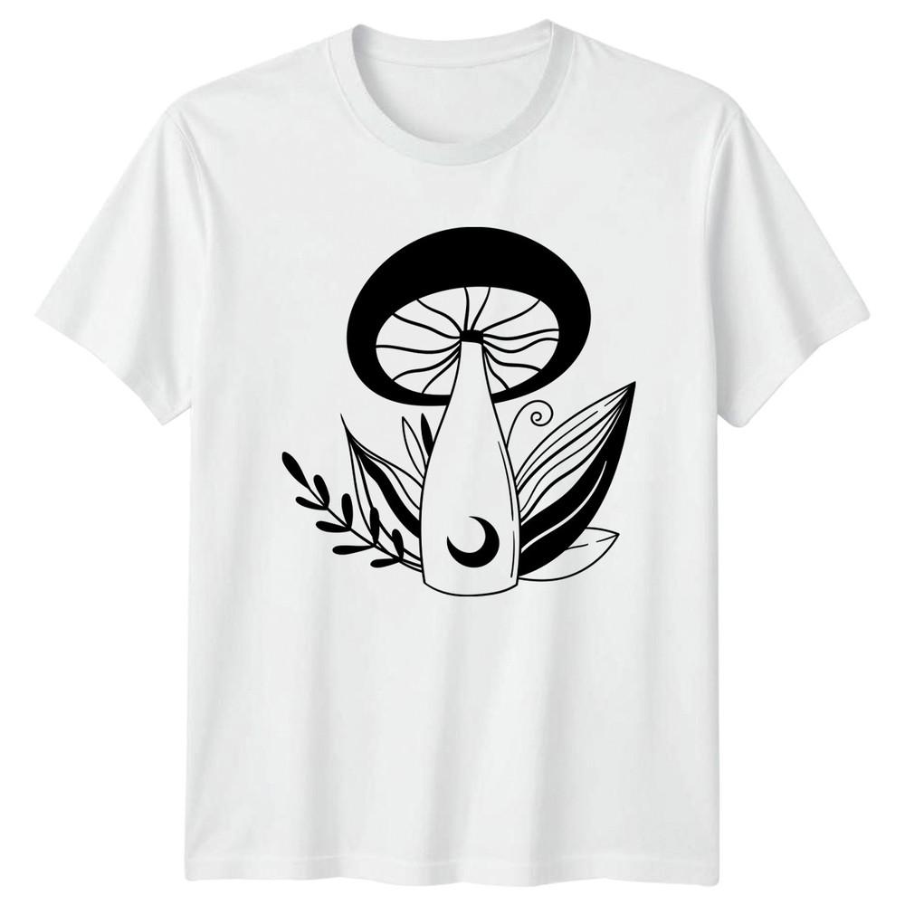 Magical Mushroom Crescent Moon Design TShirt Botanical Celestial Nature Fungi S