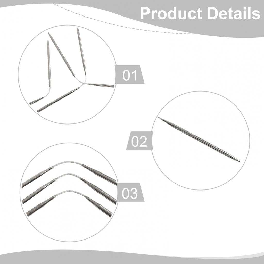 21~23cm Knitting Needles Set 3 Pcs 3.5mm 3mm 4.5mm