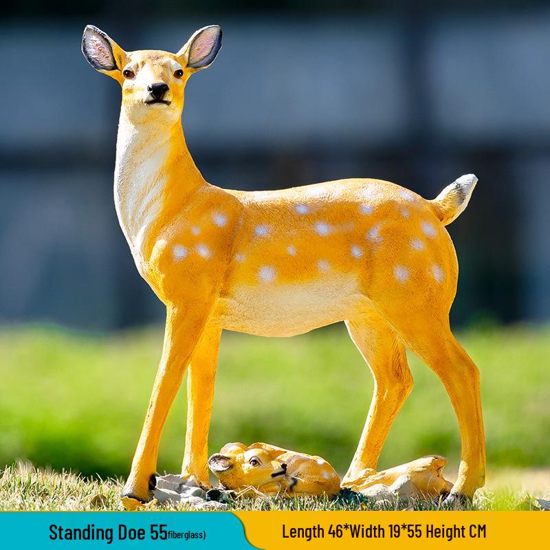 Luminous Fiberglass Sika Deer Sculpture for Garden Lawn Decoration