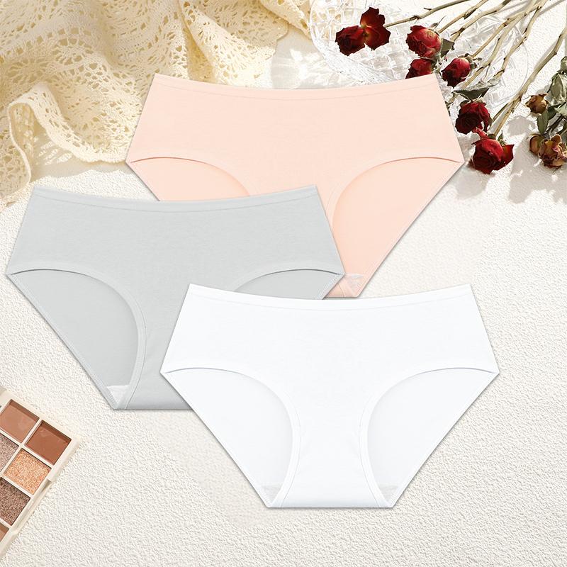 FINETOO 3stk bomullsundertøy for kvinner Truse Søte sexy truser Dame Sømløse underbukser Truse Intimates Dame Undertøy M-XL