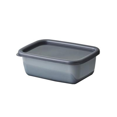 Nodahoro Enamel Storage with Seal Made In Container, Heat-Resistant, Square, Rectangular, Deep, Small, Lid, See-Through, +Gray, Japan, GRF-S