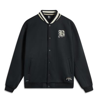 Li Ning Badfive Letter Splicing Comfortable Breathable Fleece Warm Versatile Loose Jacket Men Jacket Black AJDV003-4