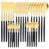 6People Matte Gold Dinnerware Set 30Pcs/Set Dinner Knife Cake Fork Spoon Tableware Stainless Steel Flatware Cutlery Set Kitchen Silverware
