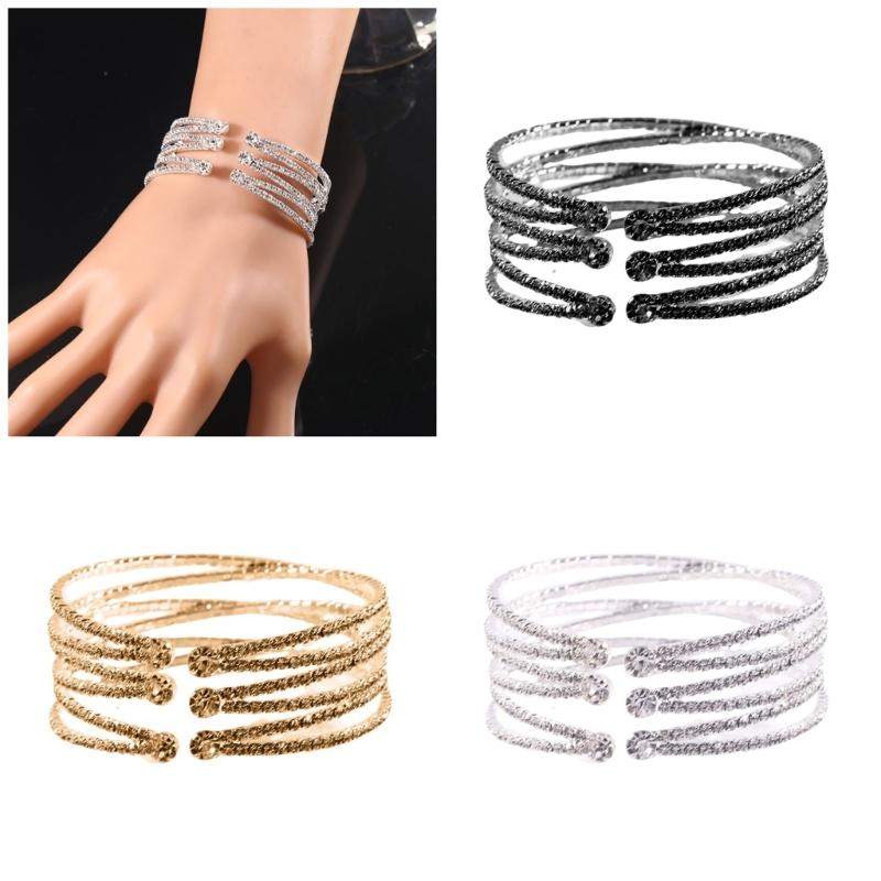 Multilayer Crystal Cuff Bracelet for Women Sparkling Rhinestones Bangle Handmade Jewelry Accessory for Any Outfit