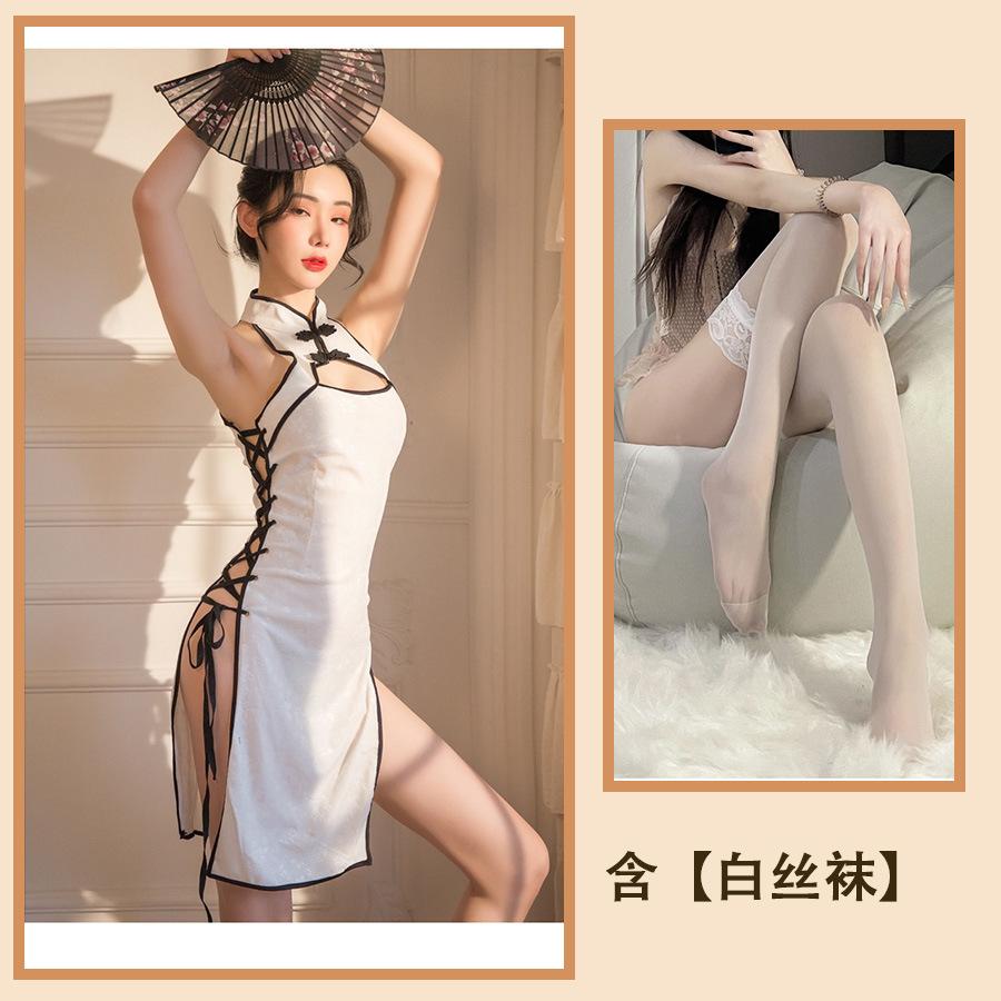 Sex Underwear Sexy Hollow Chest Side High Split Strap Temptation Passion Cheongsam Nightdress Women's Suit