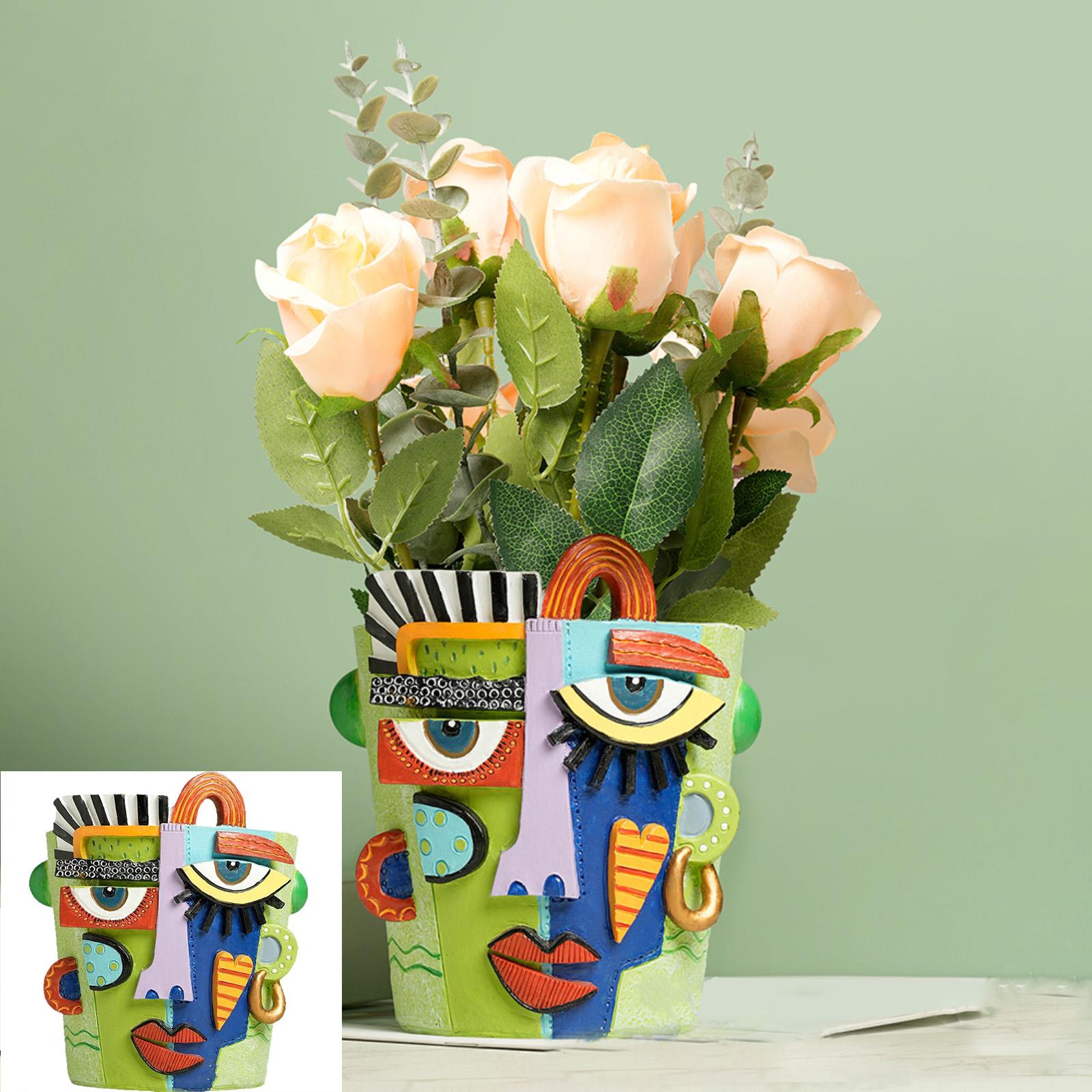 

Абстрактный цветочный горшок для лица в стиле Пикассо - Бруталистский плантатор со скульптурным искусством для домашнего декора и посадки One Size