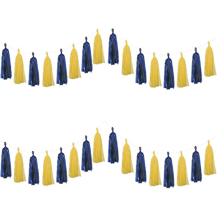 20PCS Blue and Yellow Graduation Decorations Blue and Yellow Tassel Garland for Party Decorations