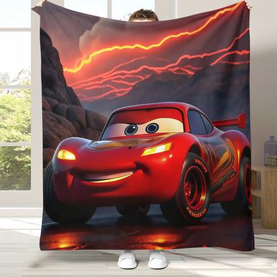 Cartoon Autos Lightning McQueen Flanelldecke, Ultraweiche Warme Plüschdecke für Zuhause Schlafzimmer Bett Sofa Abdeckung Büro Camping Geschenk