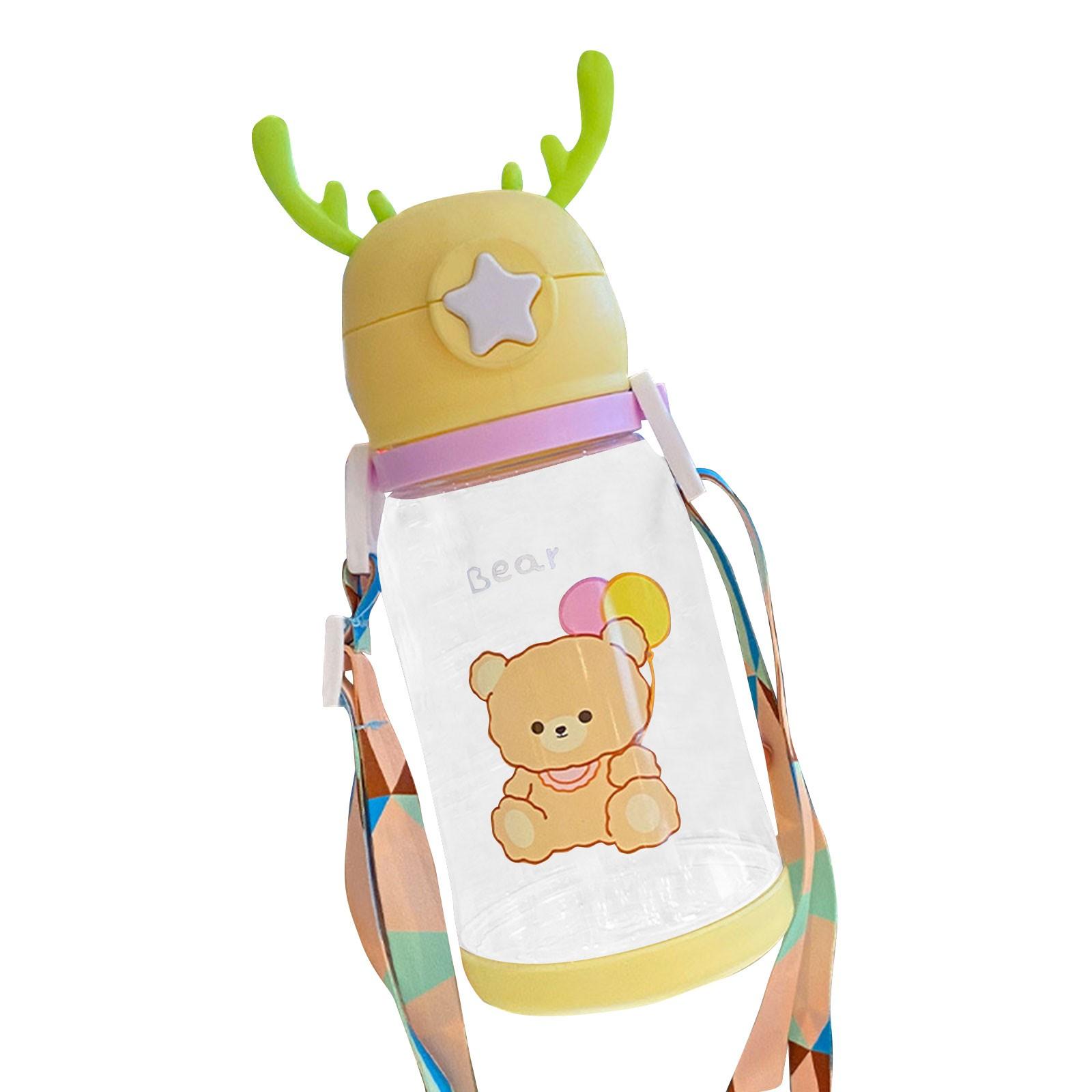New Internet  Cup Cartoon Water Cup Children s Large Capacity Antler Plastic Cup Student Gift Straw Cup One Size