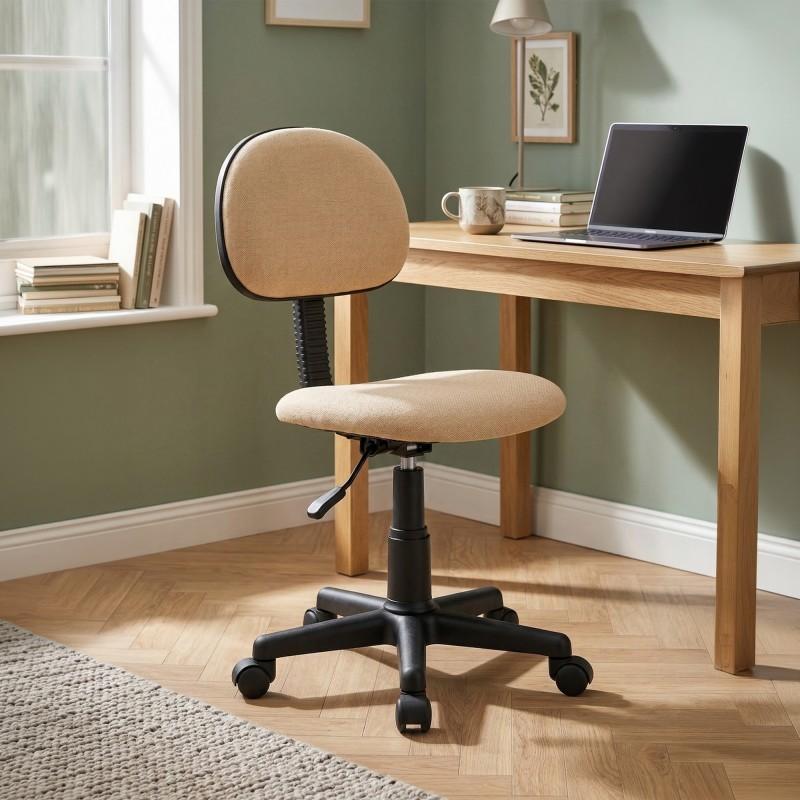 Ecla - Beige - Ergonomic Office Chair - Adjustable Height - Padded Backrest
