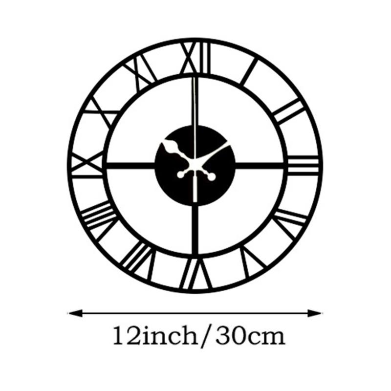 Large Arabic Roman Numerals Metal Wall Clock Quiet Movement Contemporary Styles Easy Installation For Indoor Space
