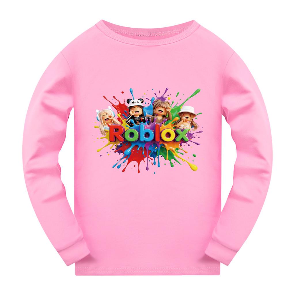 

5575 Kids Roblox Print Round Neck Long Sleeves T-Shirt 170cm рожевий