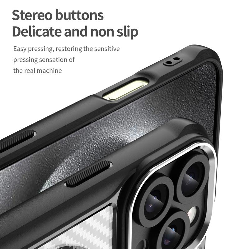 KEYSION Stoßfeste Hülle für MagSafe für iPhone 16 Pro Max 16 Plus 15 14 Pro Kameraschutz Telefonabdeckung mit Kohlefaserstruktur