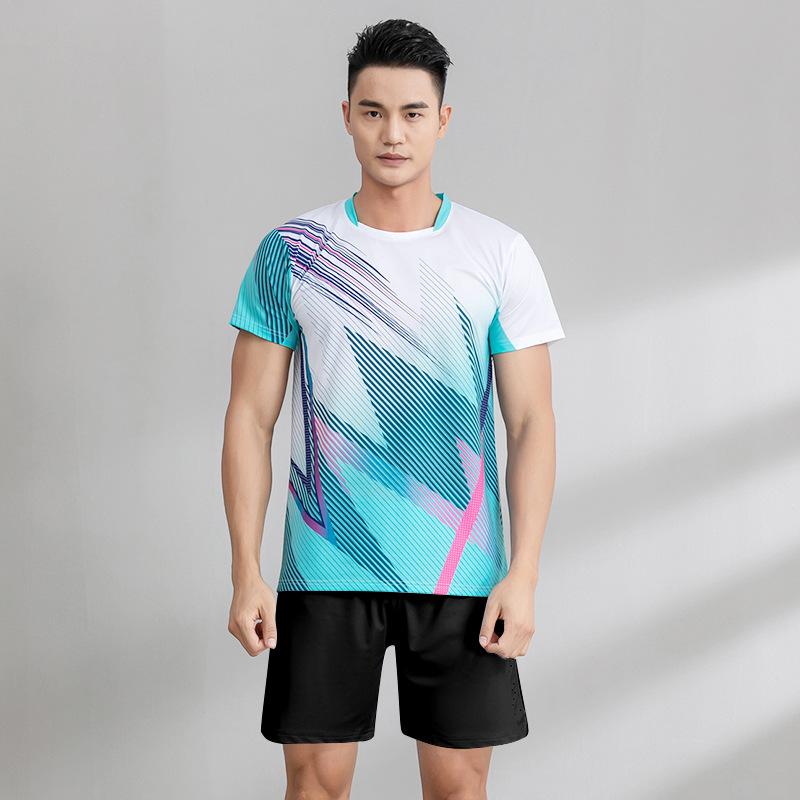 New Badminton Jersey Suit Women's Training Sports Printing Short-sleeved Jersey Competition Special Air Volleyball Clothing Men