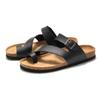 Gacimy Women Cork Slippers With Arch Support Fashion Leather Clogs Sandals Summer Open Toe Flat Mules Slippers Men Beach Slides