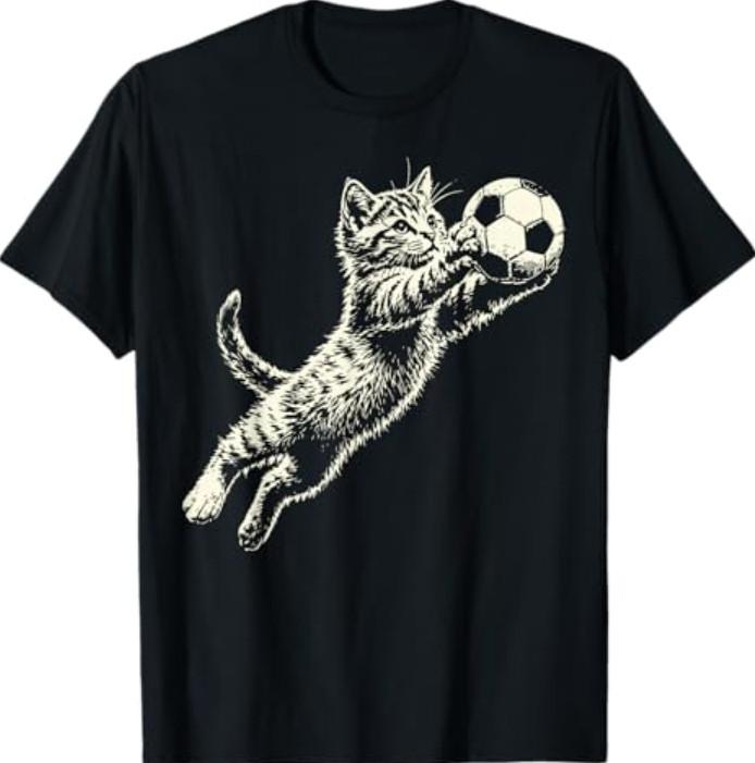 Funny Cat Soccer Ball Cute Kitten Playing Football T-Shirt S разноцветный