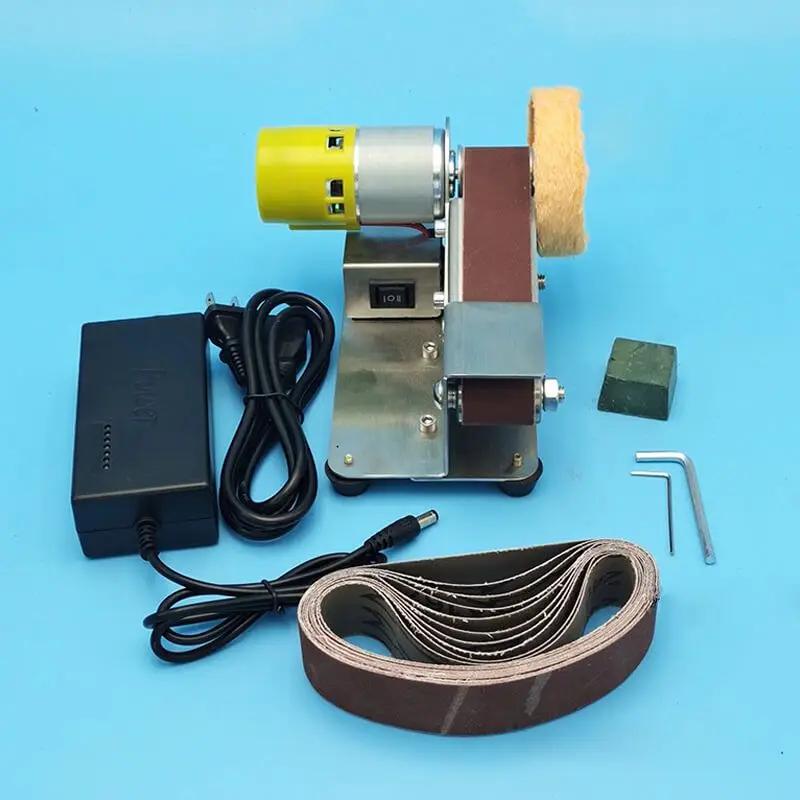 

220V Mini Electric Belt Sander DIY Polishing Grinding Machine Cutter Edges Sharpener Multifunctional Grinder Power Tool Set