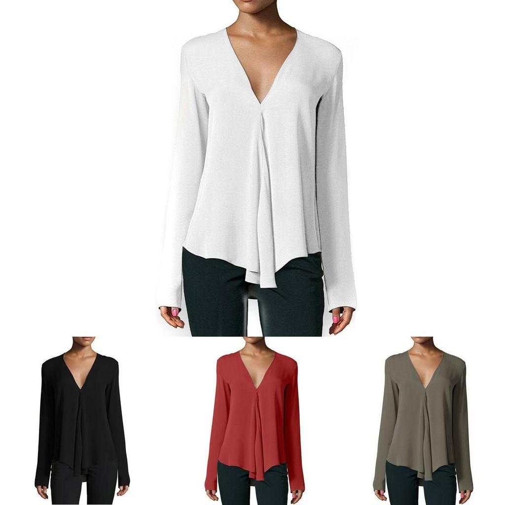 Elegantes Damen Sommer Freizeit Langarm Locker Chiffon T-Shirt Bluse Für Alle Größen