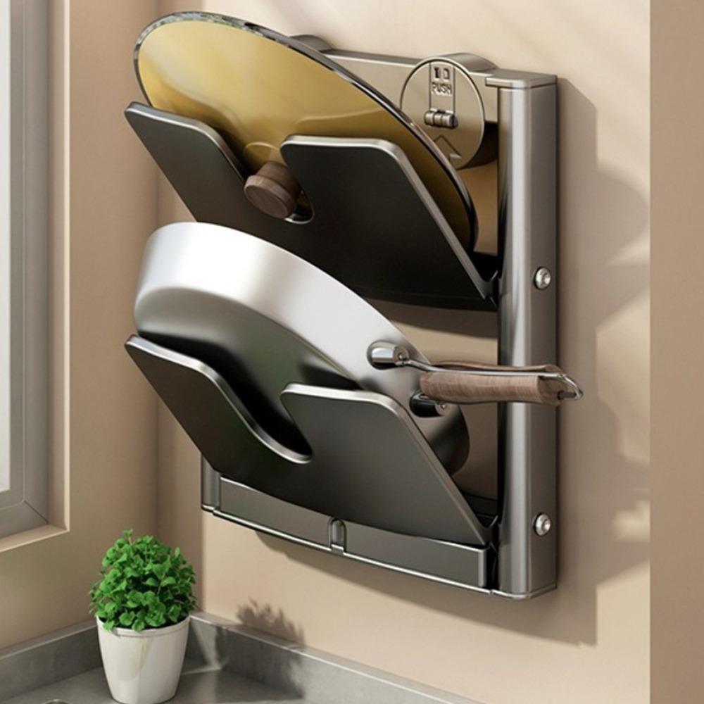 Wall Mounted Cutting Board Holder Punch-Free Pot Lids Holder Chopping Board Rack for Home