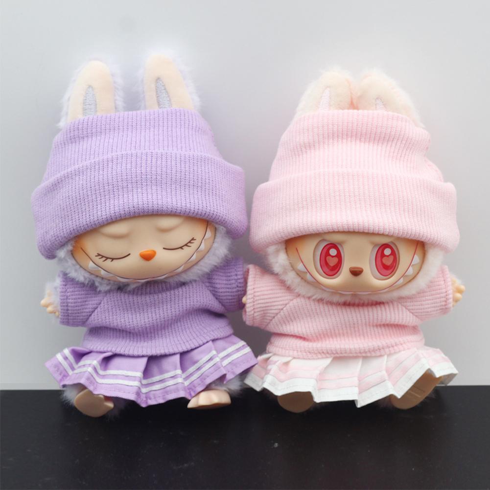 For 17cm Labubu Doll Fashion Striped Skirts Doll Clothes Color Match Dolls Accessories Cute Decoration Little Clothes