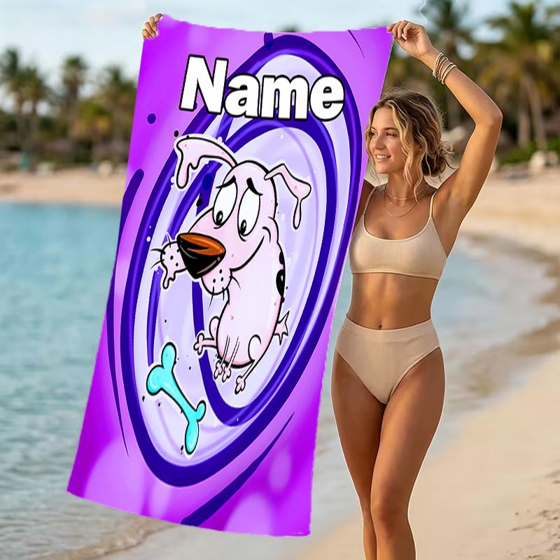 Customizable personalized beach towels Courage the Cowardly Dog themed designs.Suitable for the beach, yoga, sports;ideal as beach accessories