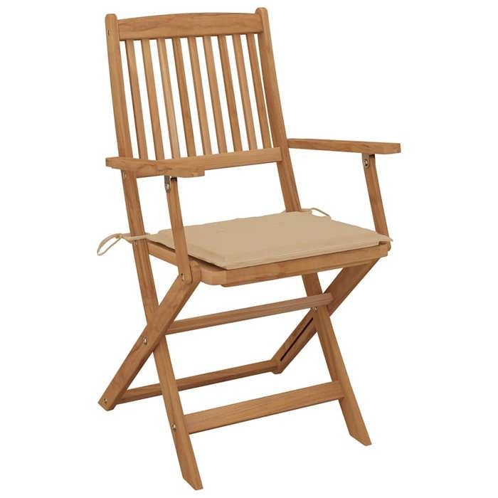 Exclusive House - Folding Outdoor Chairs and Cushions Set of 8 Acacia Wood