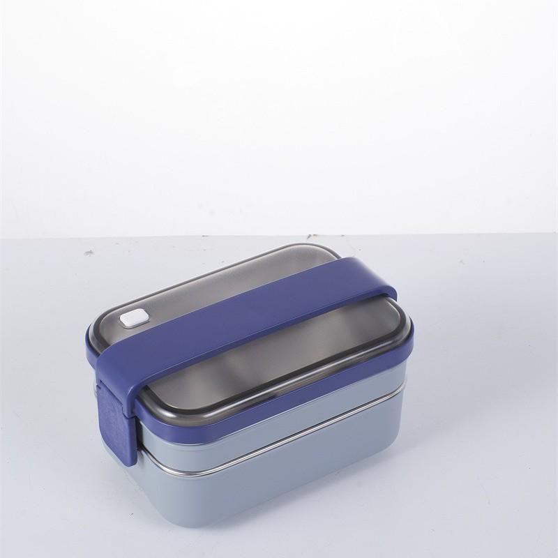 Korean-Style Stainless Steel Insulated Bento Box, Double-Layer with Two Compartments - Perfect for Student Meal Prep and Weight Loss.