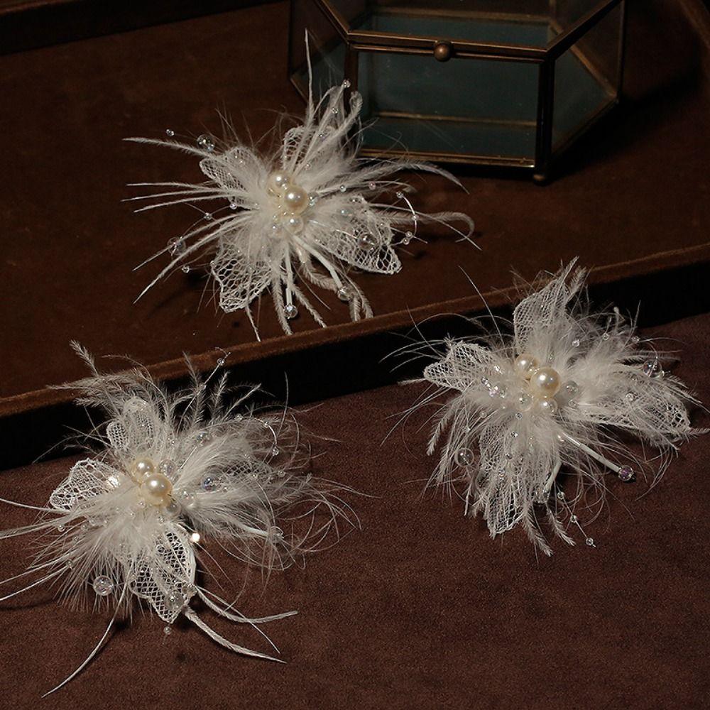 Pearl Feather Hair Clip Side Clip Styling Hairpin New Duckbill Clip Women