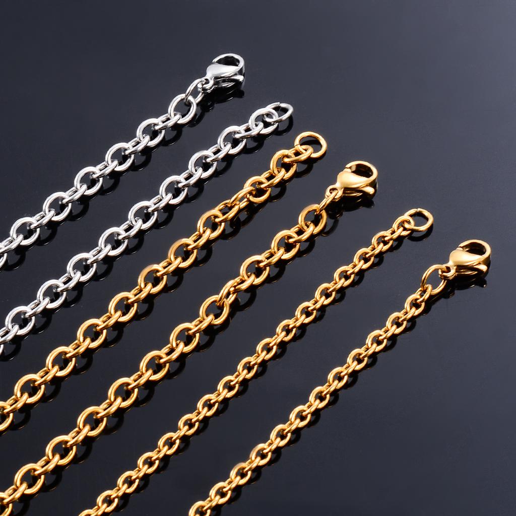 Larghezza 1,5/1,9/2,3/4,2 mm Acciaio Inossidabile Maglia Rolo Catena O Colore Oro Collana Metallica Per Donne Gioielli da Uomo Regalo