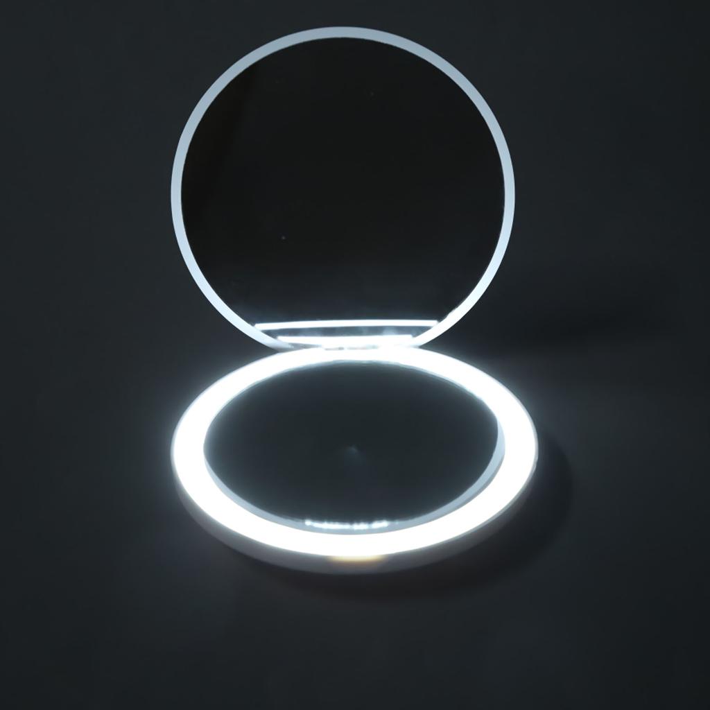 Round LED Pocket Mirror Portable Foldable Mini LED Lighted Pocket Makeup Mirror for Travel