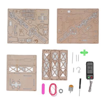 Wooden Crane Model Composite Wood Remote Control Educational 3D Crane Assembly Model for Experiment