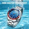 Business Mens Analog Watches Wateproof Diving Watch Luminous Dial Steel Band Daily Calendar Quartz Watch