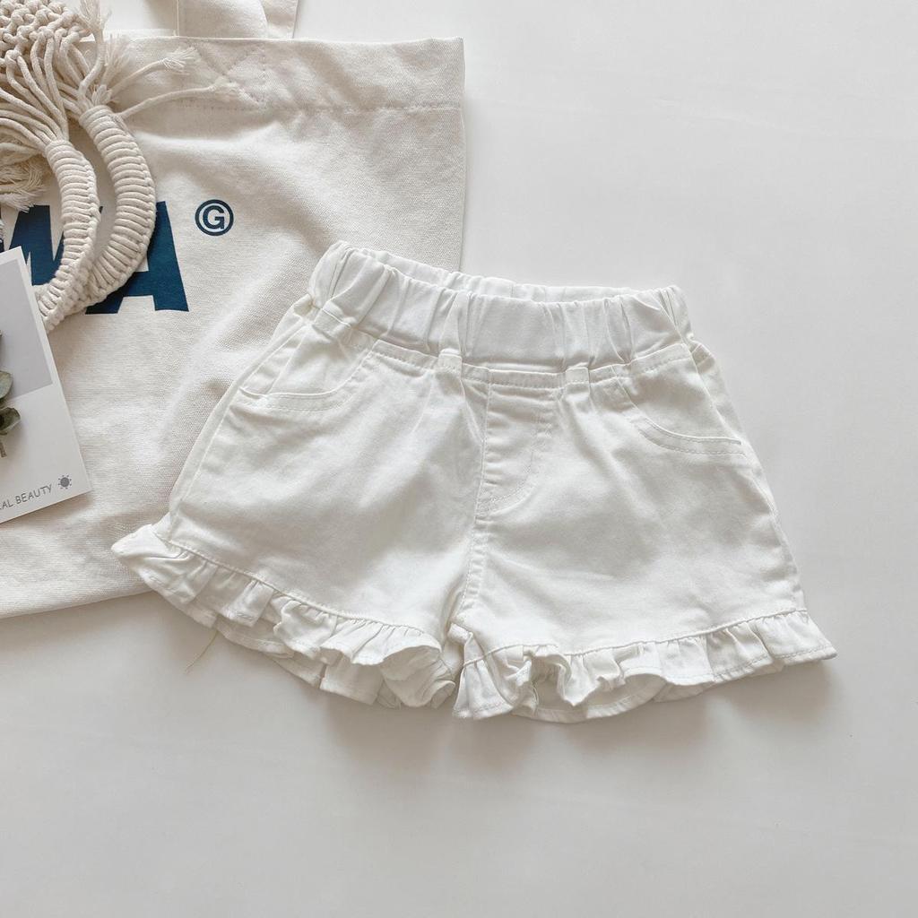 Girls' Denim Ruffle Edge Summer Shorts 2024 Kids' Clothing 