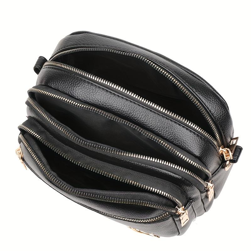 Multi-Layer Shoulder Messenger Bag Women's Fashion Crossbody Purse Versatile Solid Color Handbag for Women Casual and Work Use