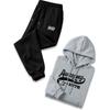 Retro Letter Printed Hooded Sweatshirt Set with Drawstring Sweatpants Two Piece Set for Men's Street Casual Sports Suit Trendy