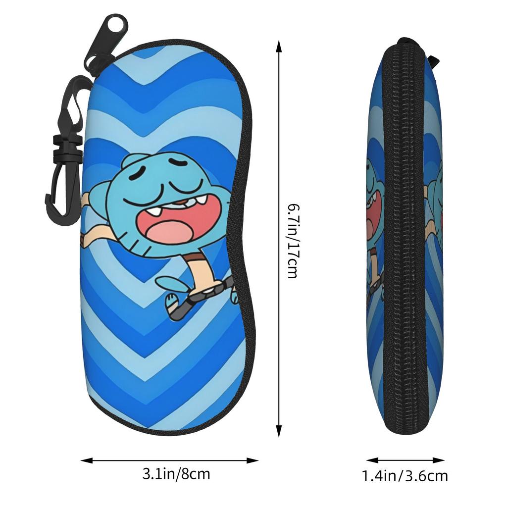 Lovely The Amazing World of Gumballs Glasses Case Student Zipper Sunglasses Storage Box Cartoon Eyeglasses Box
