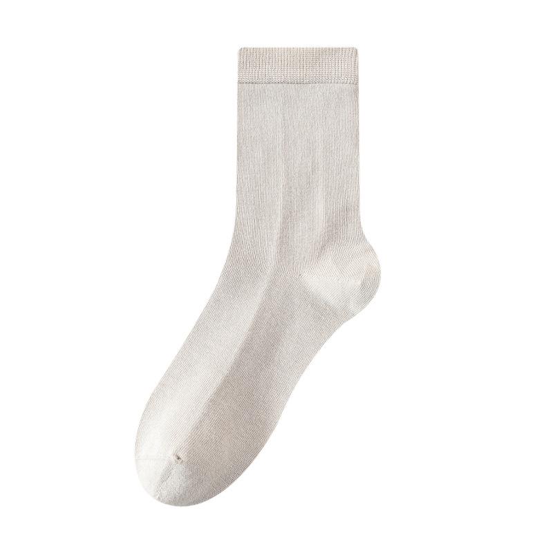 Men's Autumn and Winter Boneless Mid-calf Socks, High Cotton Antibacterial, Deodorizing and Sweat-absorbing Men's Black Business Long Calf Socks