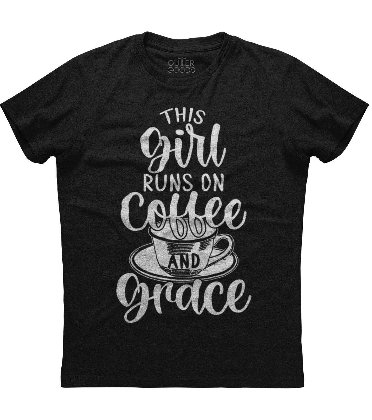 This Girl Runs On Coffee Coffee Lover Womens Short Sleeve Cotton Black T-shirt 2XL
