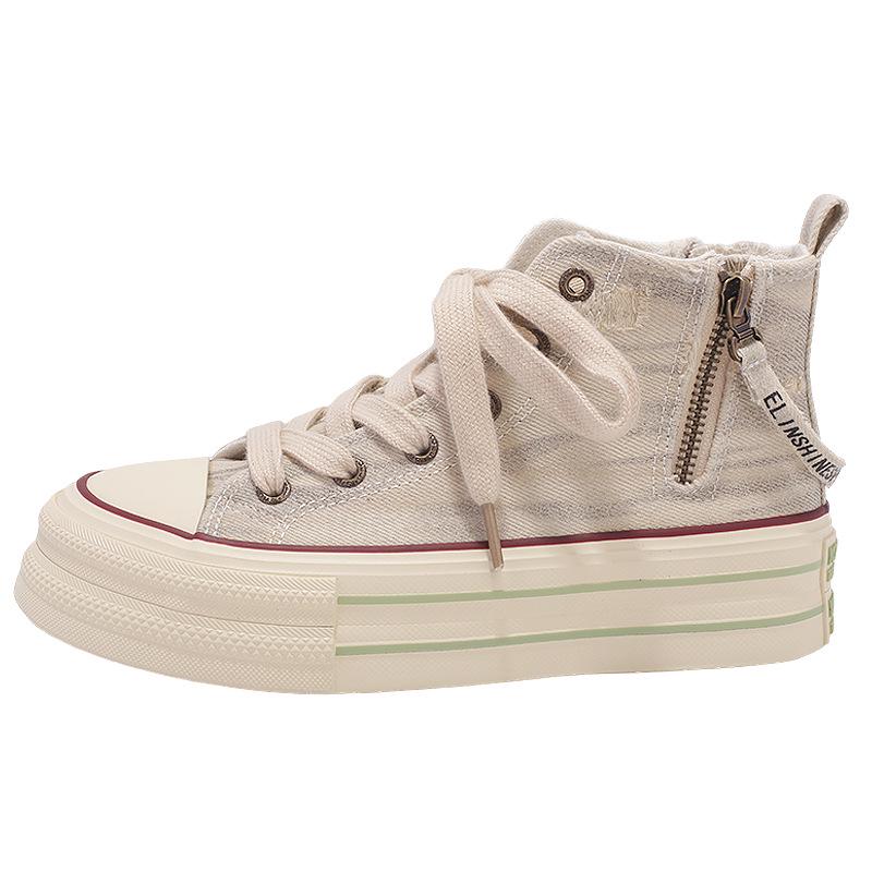 Women's High-Top Canvas Sneakers, Thick-Soled, Versatile, Spring/Autumn, 2025 Model, Uber H1360