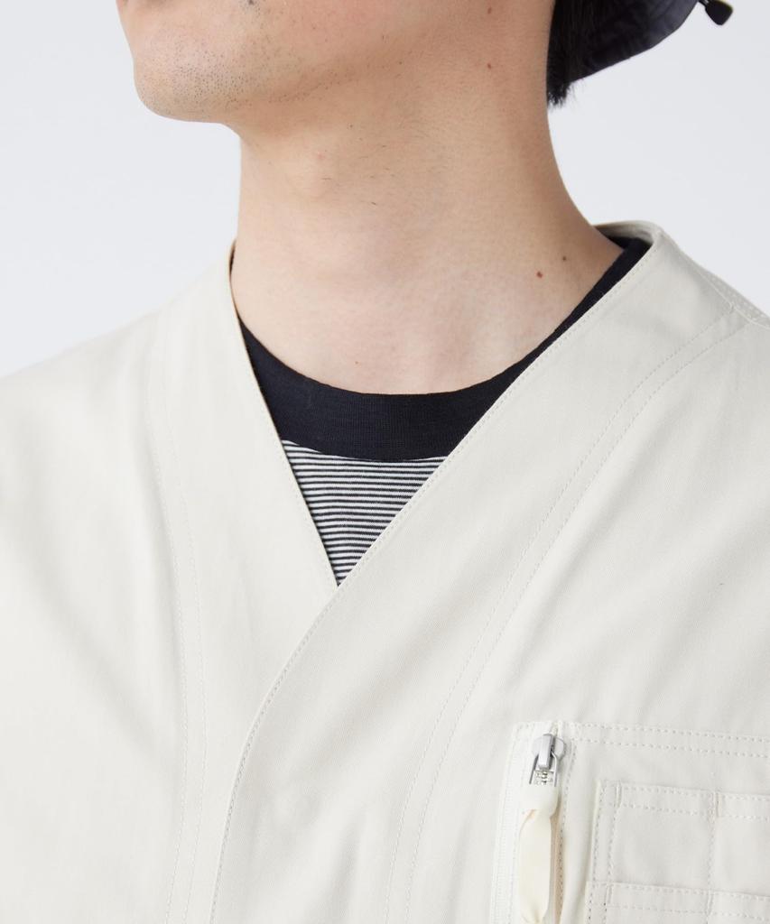 Snow Peak TAKIBI Herringbone Collarless Jacket Outerwear Jacket ECRU M JK-26SU007 Men's Women's