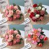 Vibrant 21 Heads Artificial Silk Flowers Rose Bunch Bouquet For Timeless Wedding Arrangements